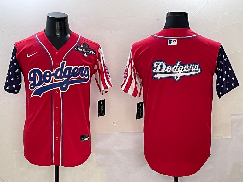 Men Los Angeles Dodgers Blank Red a generation of national flags Joint name 2025 Nike MLB Jersey style 20